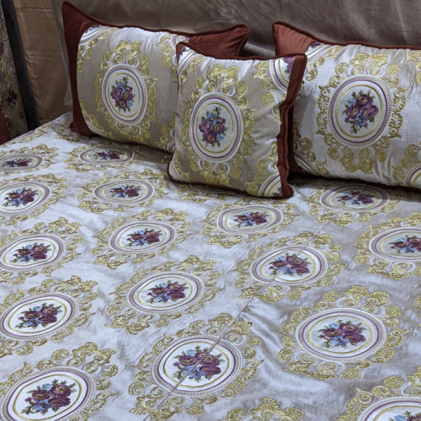 Luxury Bedsheet, Curtain & Round Pillow (Gol Takya / Gadayla) Set
