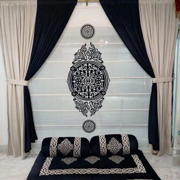 Round Pillows and Blanket Set – versace prints (Gol Takya / Gadela) – Majlis Floor Seating (Copy)
